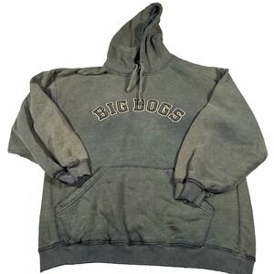 Big Dogs Mens Long Sleeve Hoodie Sweatshirt Small Green Embroidered Read